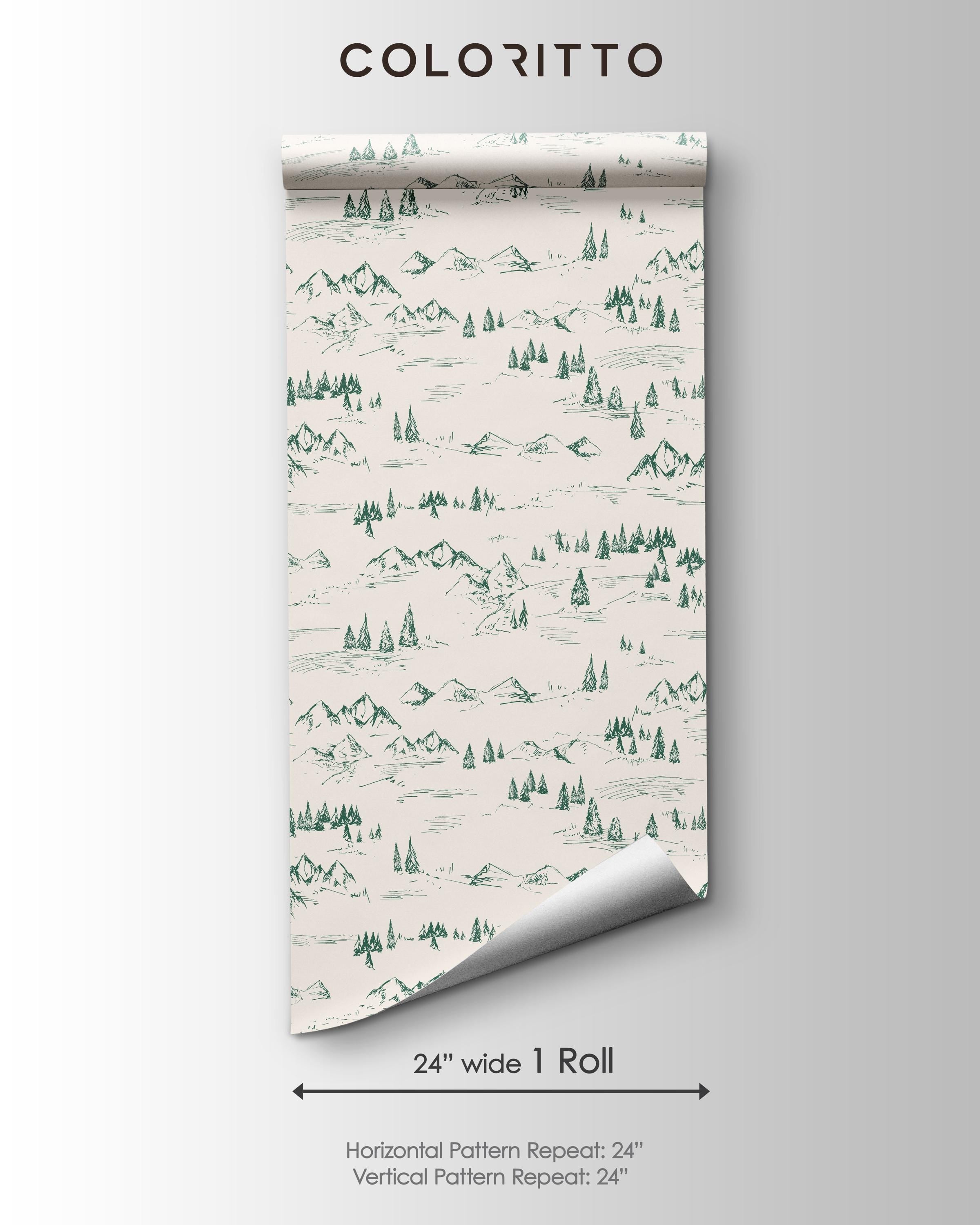 Scandinavian Forest Mountain Wallpaper