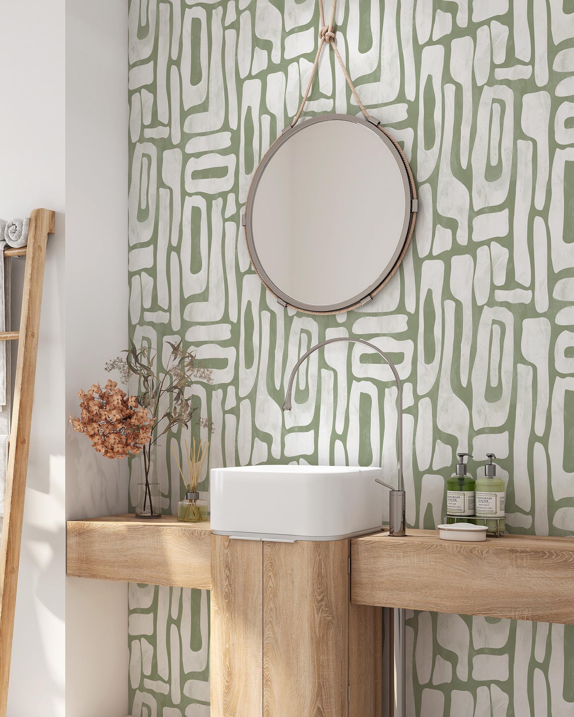 Pistachio Abstract Shapes Wallpaper