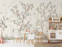 Chinoiserie Blossom Mural with Birds
