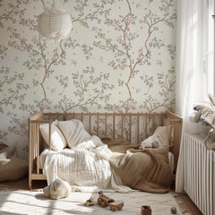 Chinoiserie Flowers Birds Wallpaper