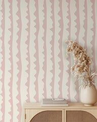 Blush Nursery Stripe Wallpaper