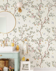 Chinoiserie Flowers Birds Wallpaper