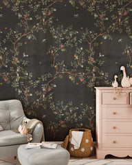 Moody Сhinoiserie Floral Wallpaper