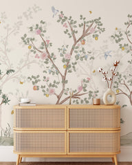 Chinoiserie Blossom Mural with Birds