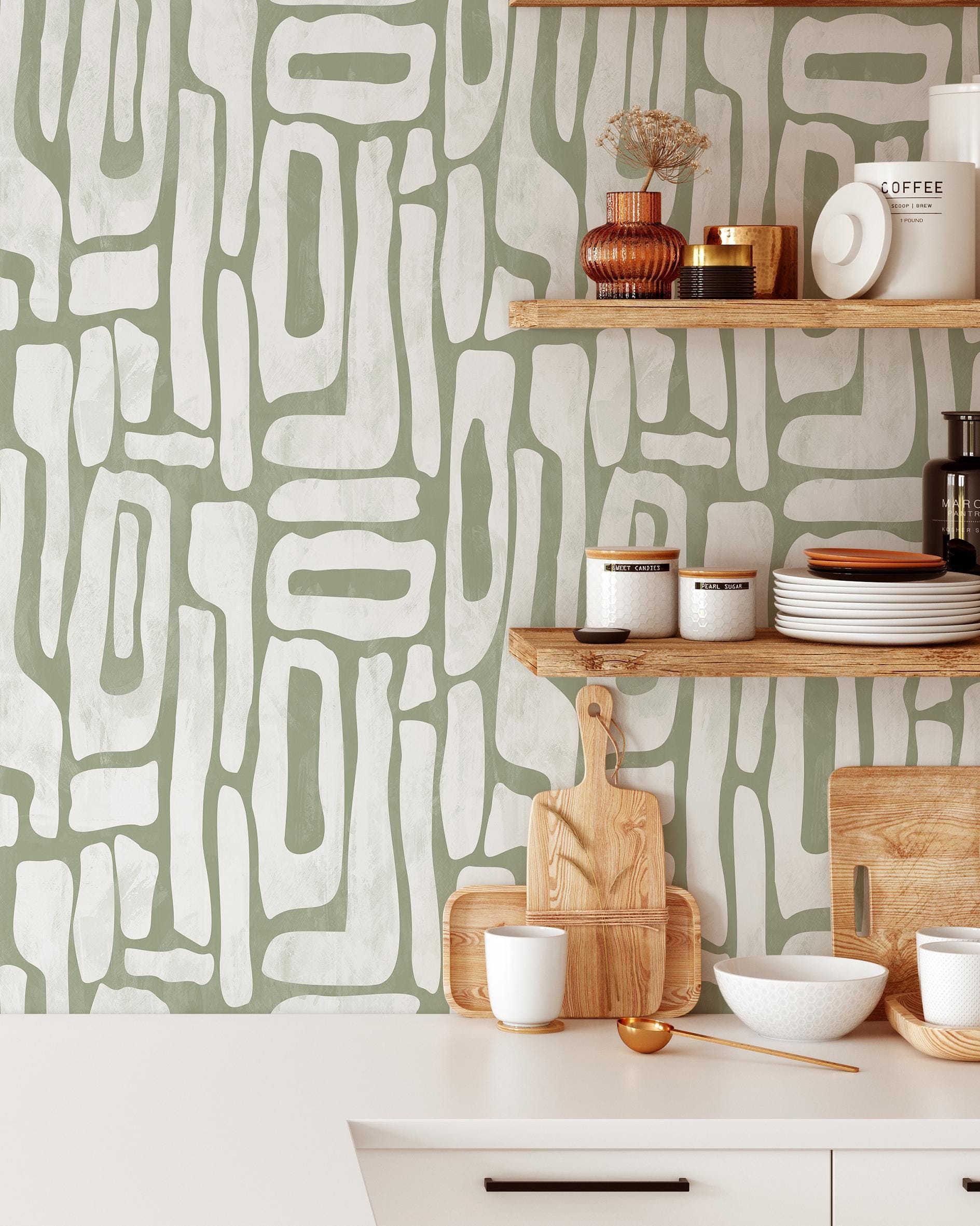 Pistachio Abstract Shapes Wallpaper