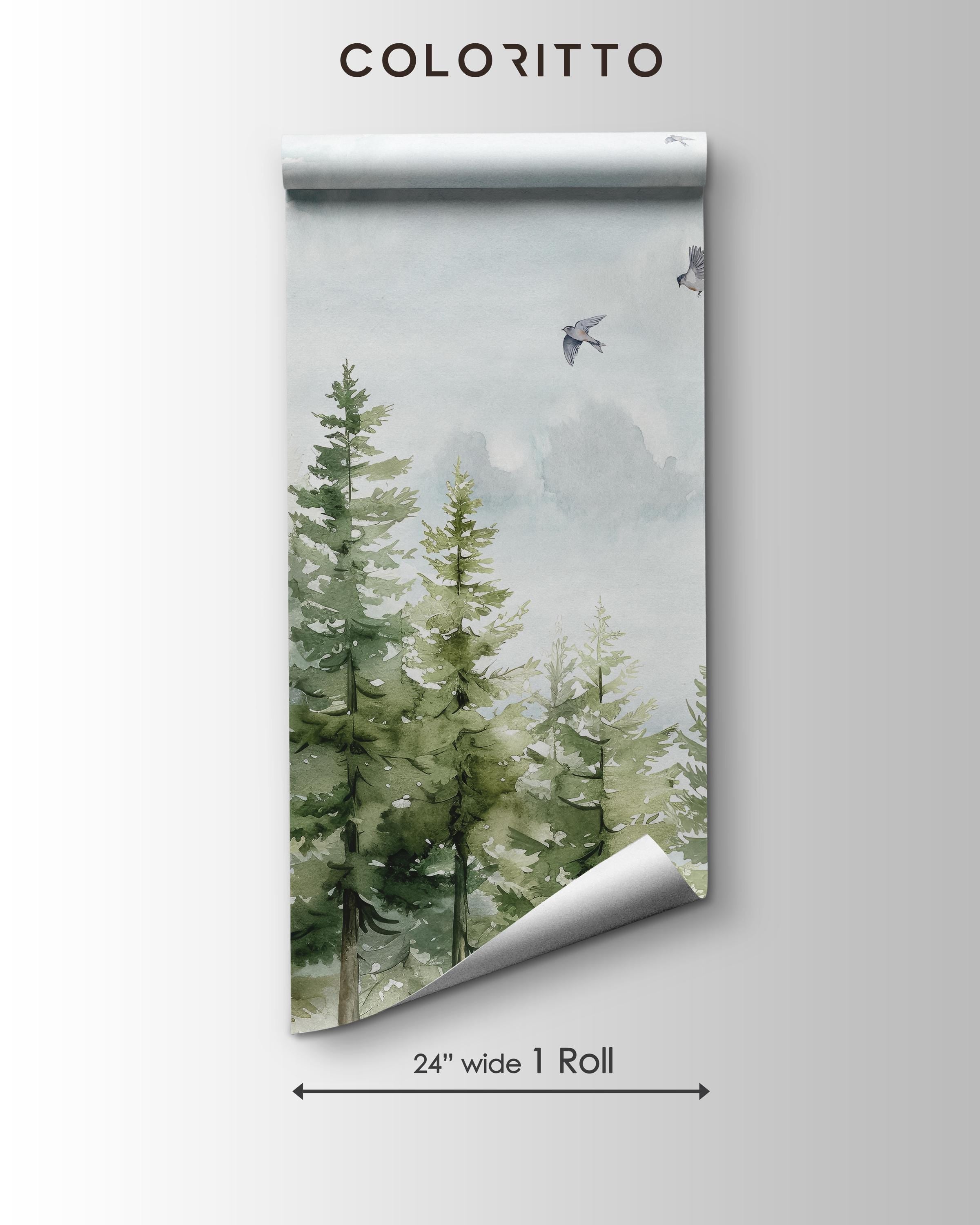 Pine Tree Forest Wallpaper Mural