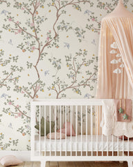 Chinoiserie Flowers Birds Wallpaper