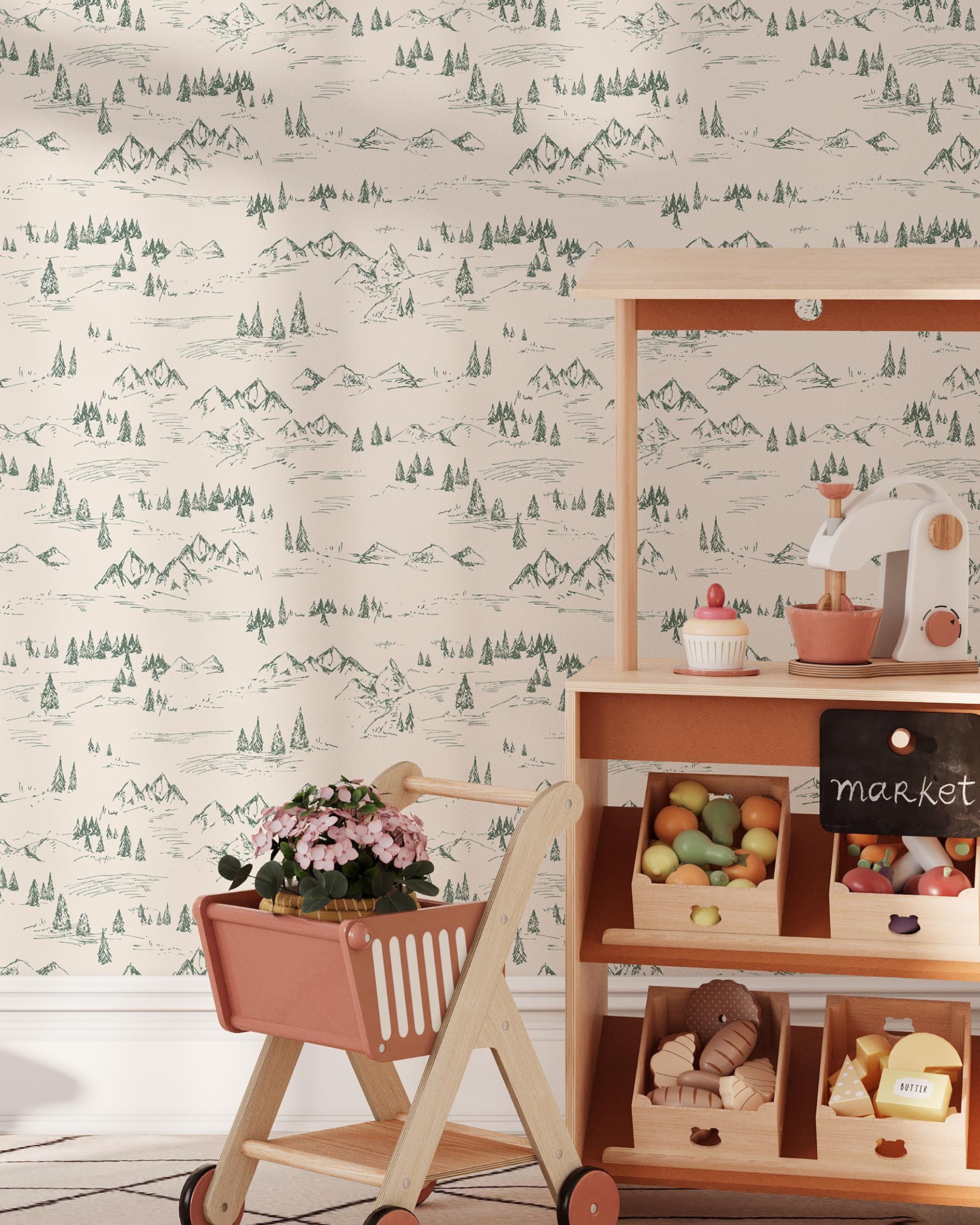 Scandinavian Forest Mountain Wallpaper