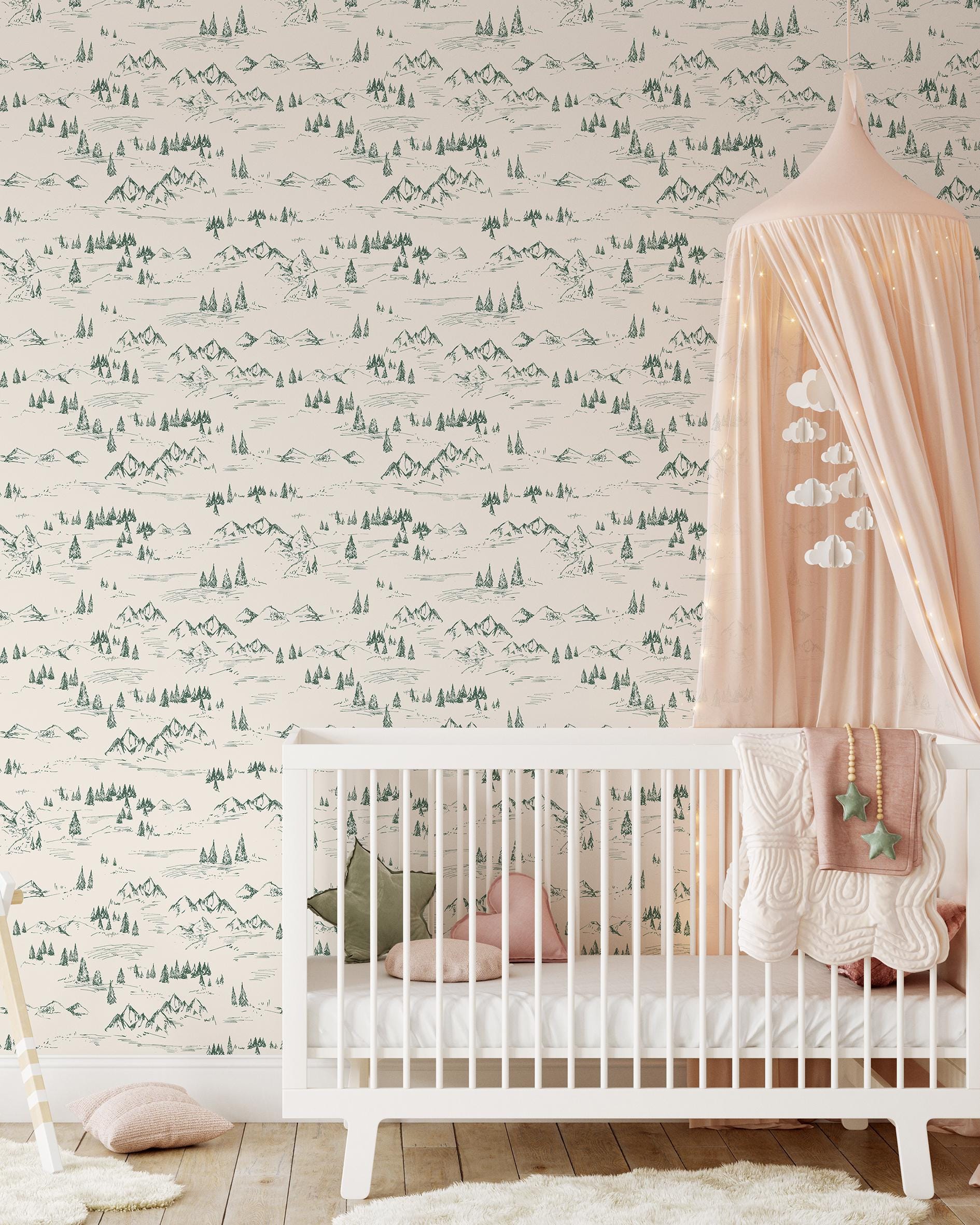 Scandinavian Forest Mountain Wallpaper