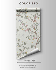 Chinoiserie Flowers Birds Wallpaper