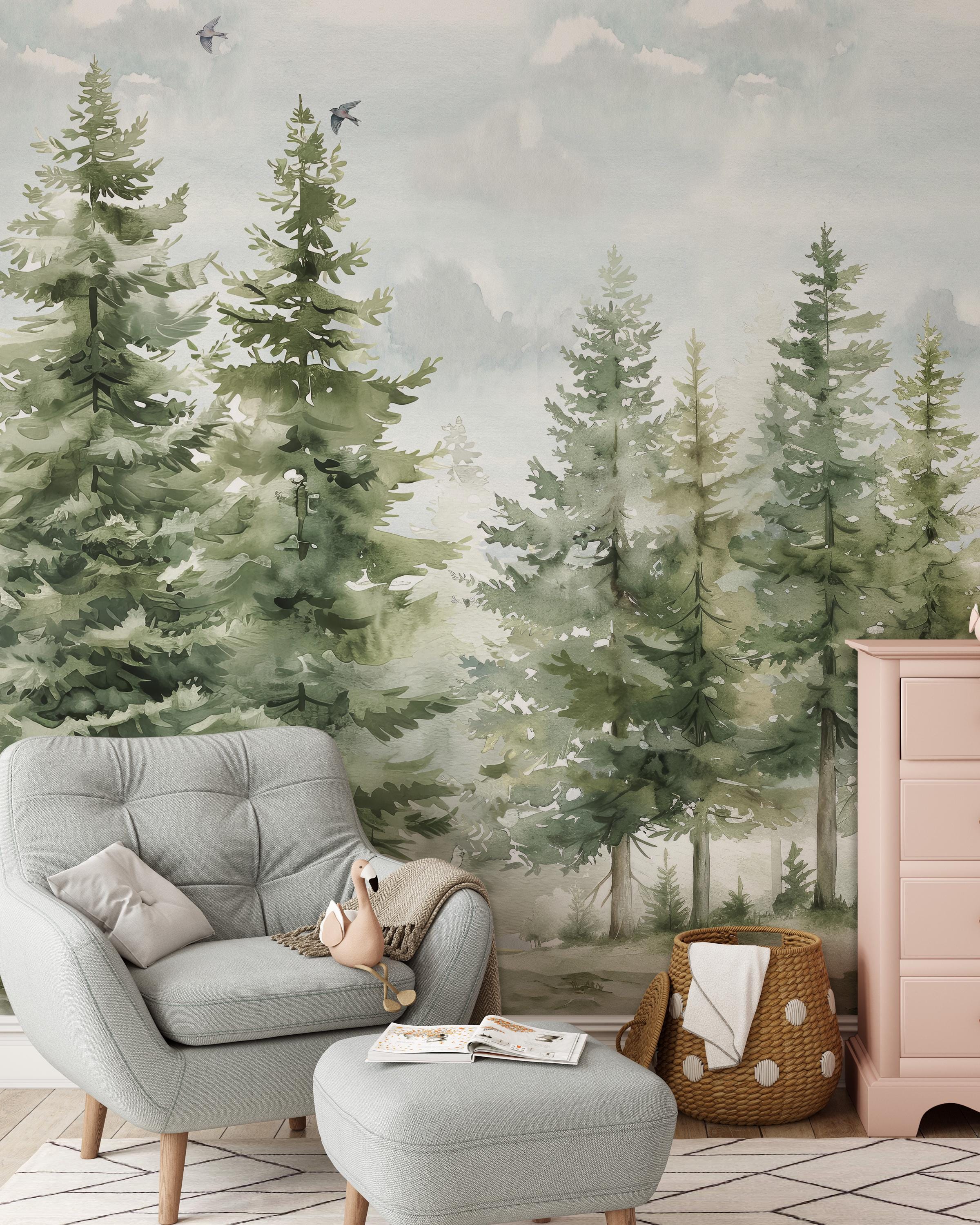 Pine Tree Forest Wallpaper Mural