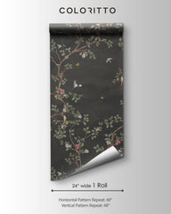 Moody Сhinoiserie Floral Wallpaper
