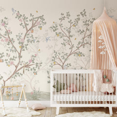 Chinoiserie Blossom Mural with Birds