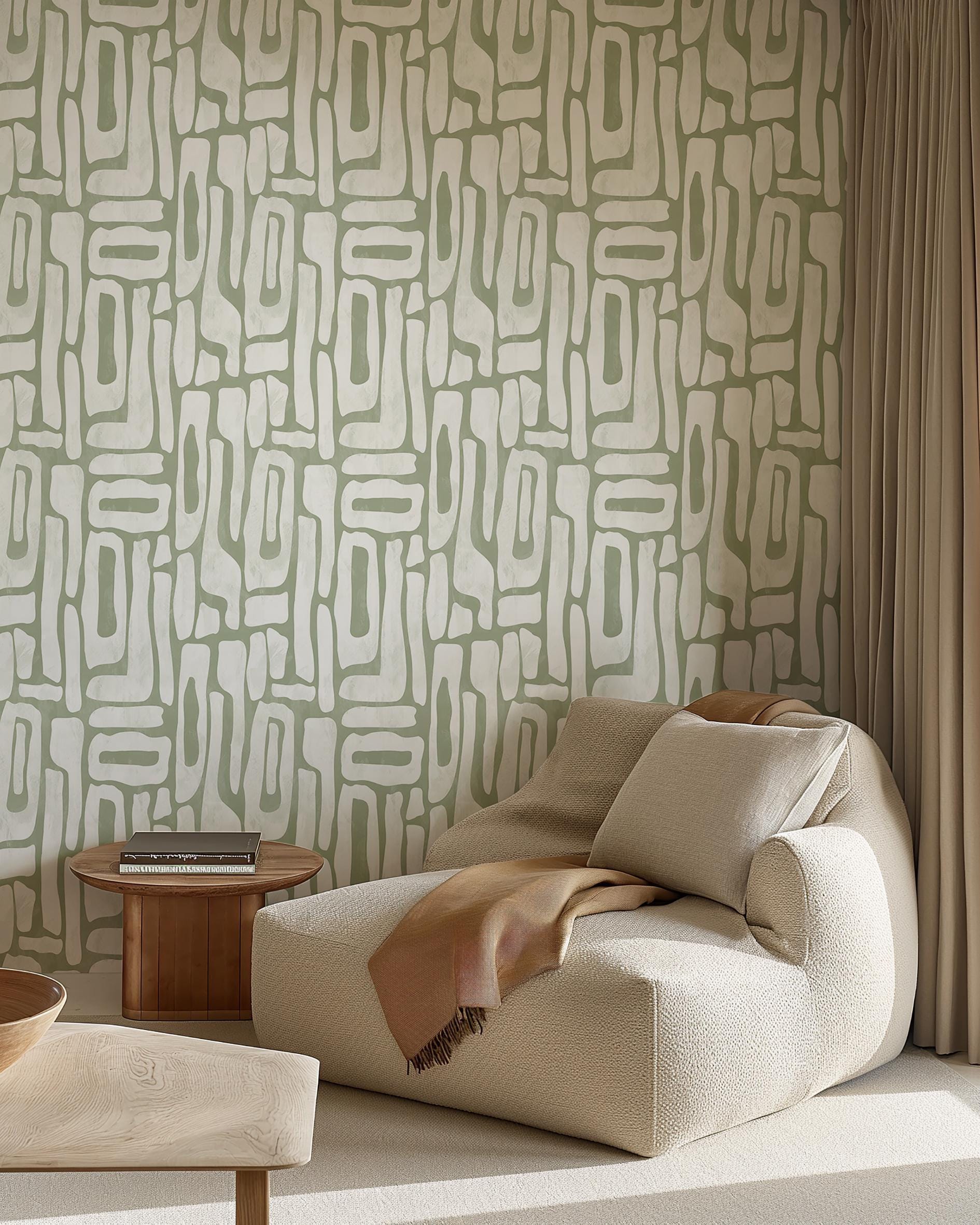 Pistachio Abstract Shapes Wallpaper