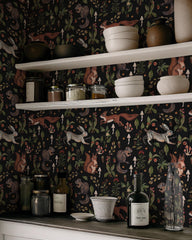 Forest Animals Botanical Wallpaper