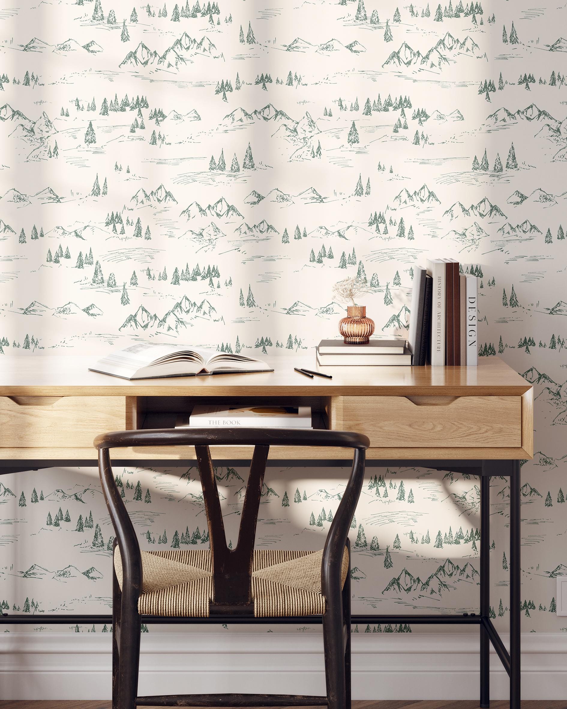 Scandinavian Forest Mountain Wallpaper