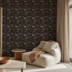 Forest Animals Botanical Wallpaper