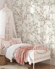 Chinoiserie Flowers Birds Wallpaper
