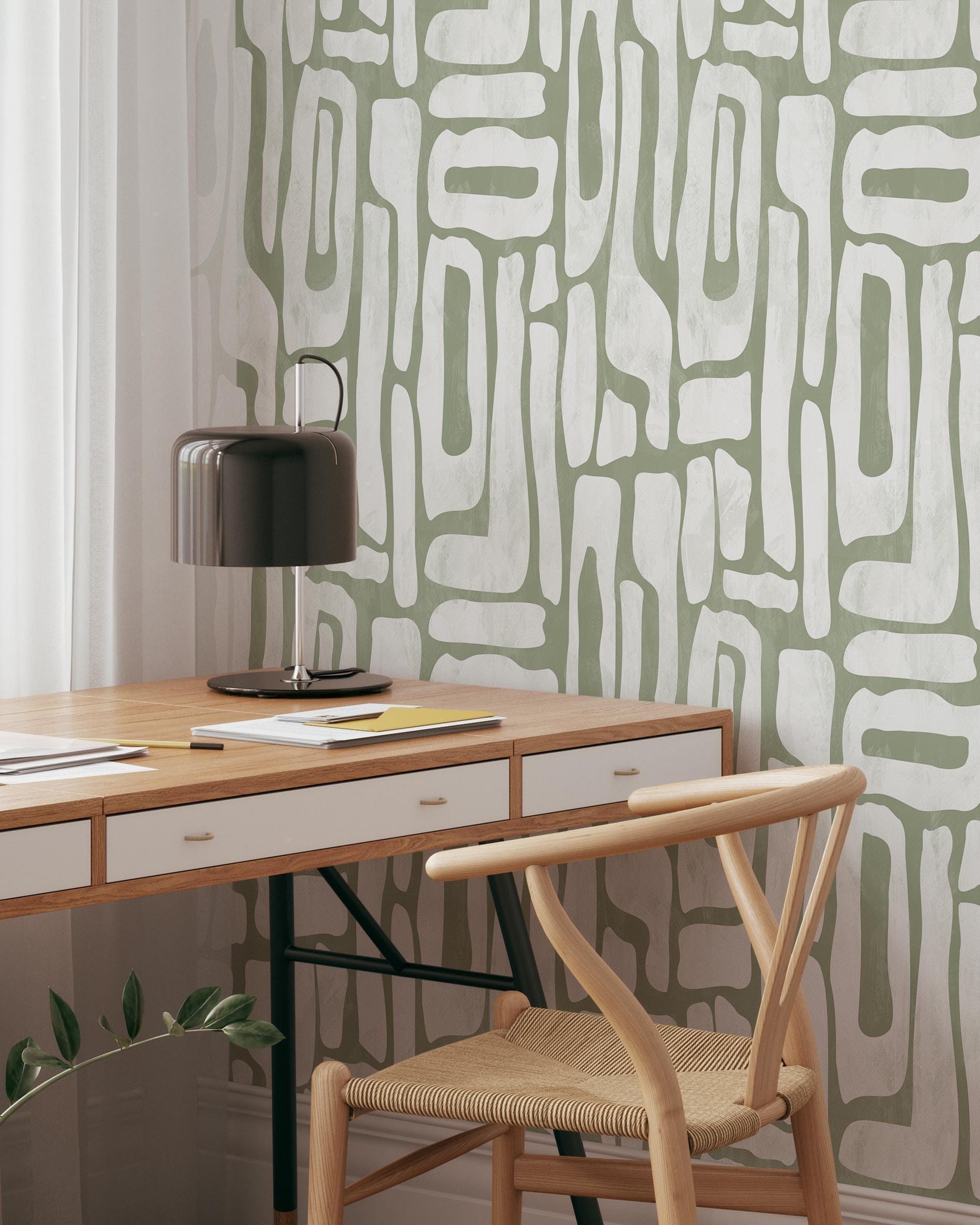 Pistachio Abstract Shapes Wallpaper