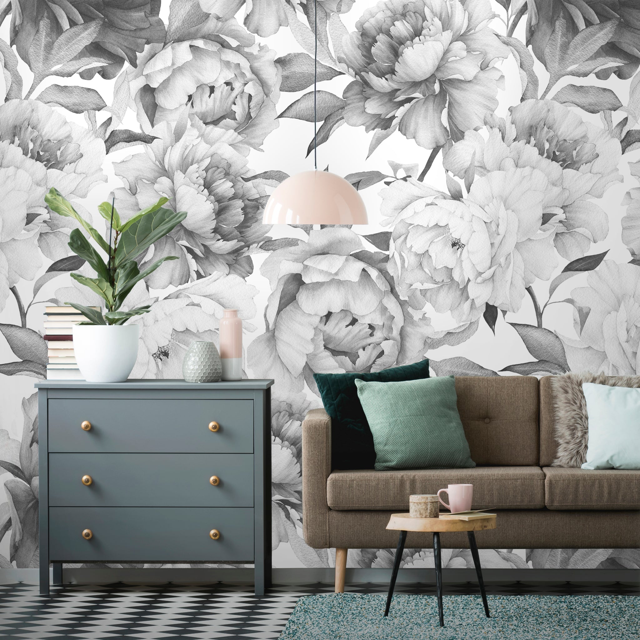 Watercolor Peonies Flowers  Wallpaper