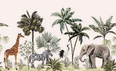 Jungle Animal Botanical  Mural/Wallpaper