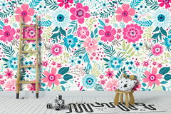 Blue Pink Flowers  Wallpaper