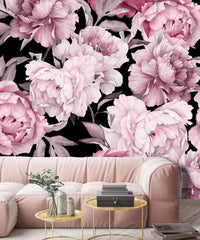 Pink Peonies Flowers with Leaves  Wallpaper