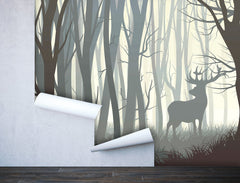 Dark Forest Wild Elk  Mural/Wallpaper