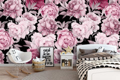 Pink Peonies Flowers with Leaves  Wallpaper
