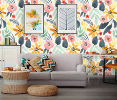 Watercolor Floral Mural  Wallpaper