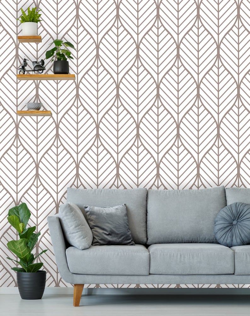 Self Adhesive Geometric Leaves  Wallpaper