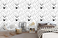 Bears and Panda  Kids Room  Wallpaper