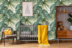Palm and Deliciosa Leaves Tropical  Wallpaper