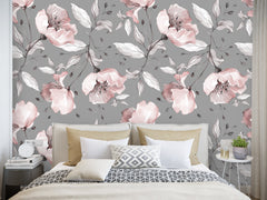 Gray Pink Roses Wallpaper