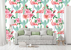 Cactus Flamingo Wallpaper