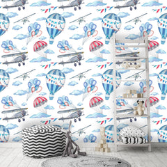 Airplane Balloon Kids Room  Wallpaper
