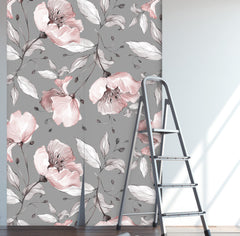 Gray Pink Roses Wallpaper
