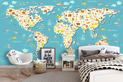 Animals World Map Wallpaper