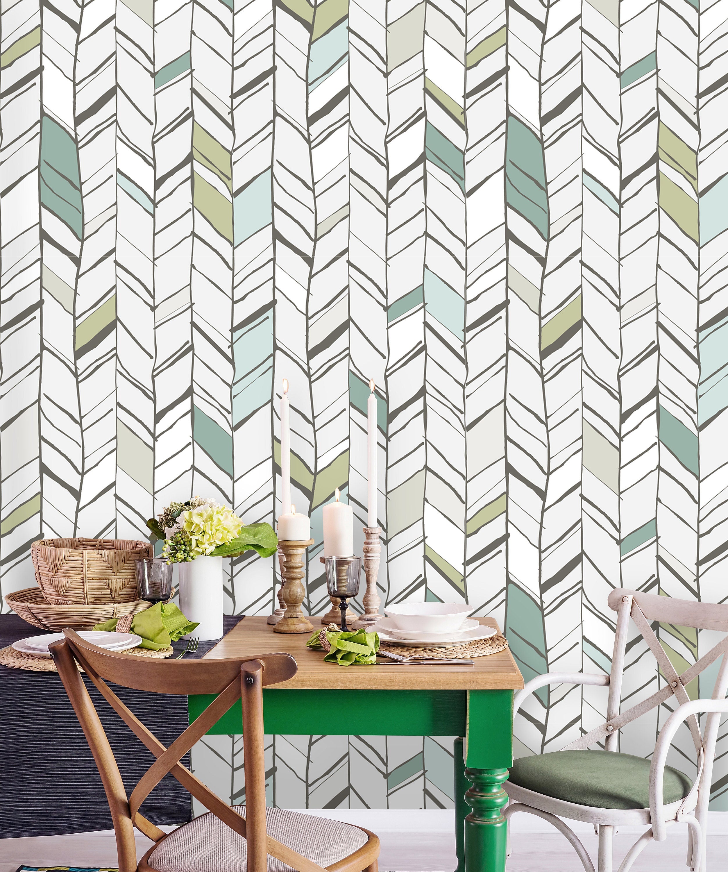 Herringbone Vintage Wallpaper by Coloritto - Classic Design for Stylish Interiors in Naperville, IL