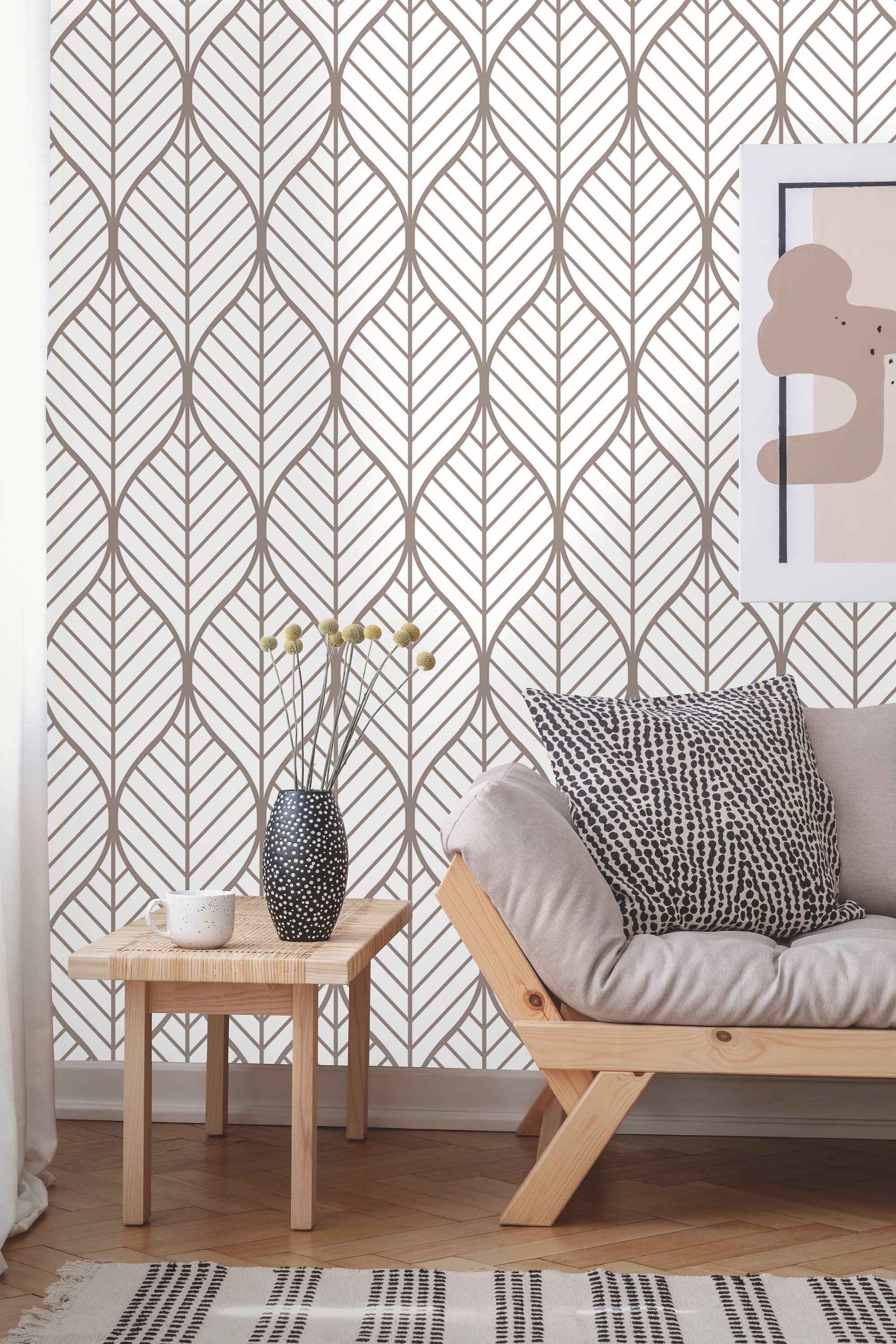 Self Adhesive Geometric Leaves  Wallpaper