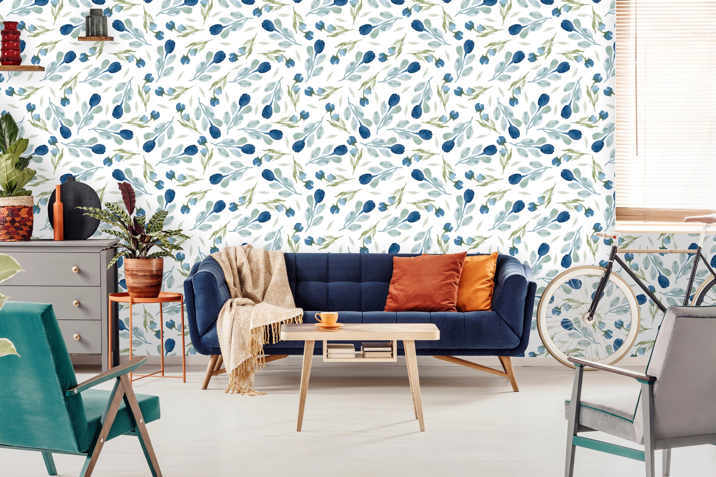Rustic Pattern Leaves Wallpaper – Coloritto