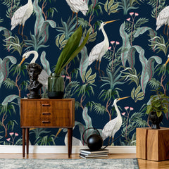 Chinoiserie Herons Wallpaper