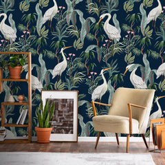 Chinoiserie Herons Wallpaper
