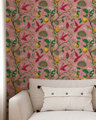 Pink Hummingbird and Lemon Tree Wallpaper