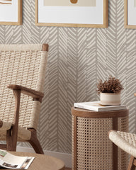 Beige Herringbone Wallpaper