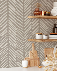 Beige Herringbone Wallpaper