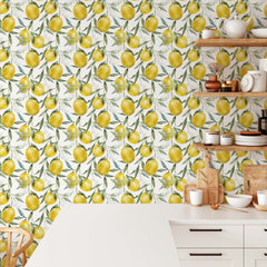 Lemons Leaves Blossoms Wallpaper