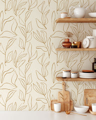 Modern Boho Leaves Wallpaper