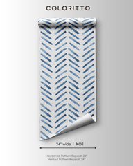 Blue Herringbone Wallpaper