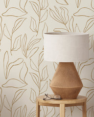 Modern Boho Leaves Wallpaper